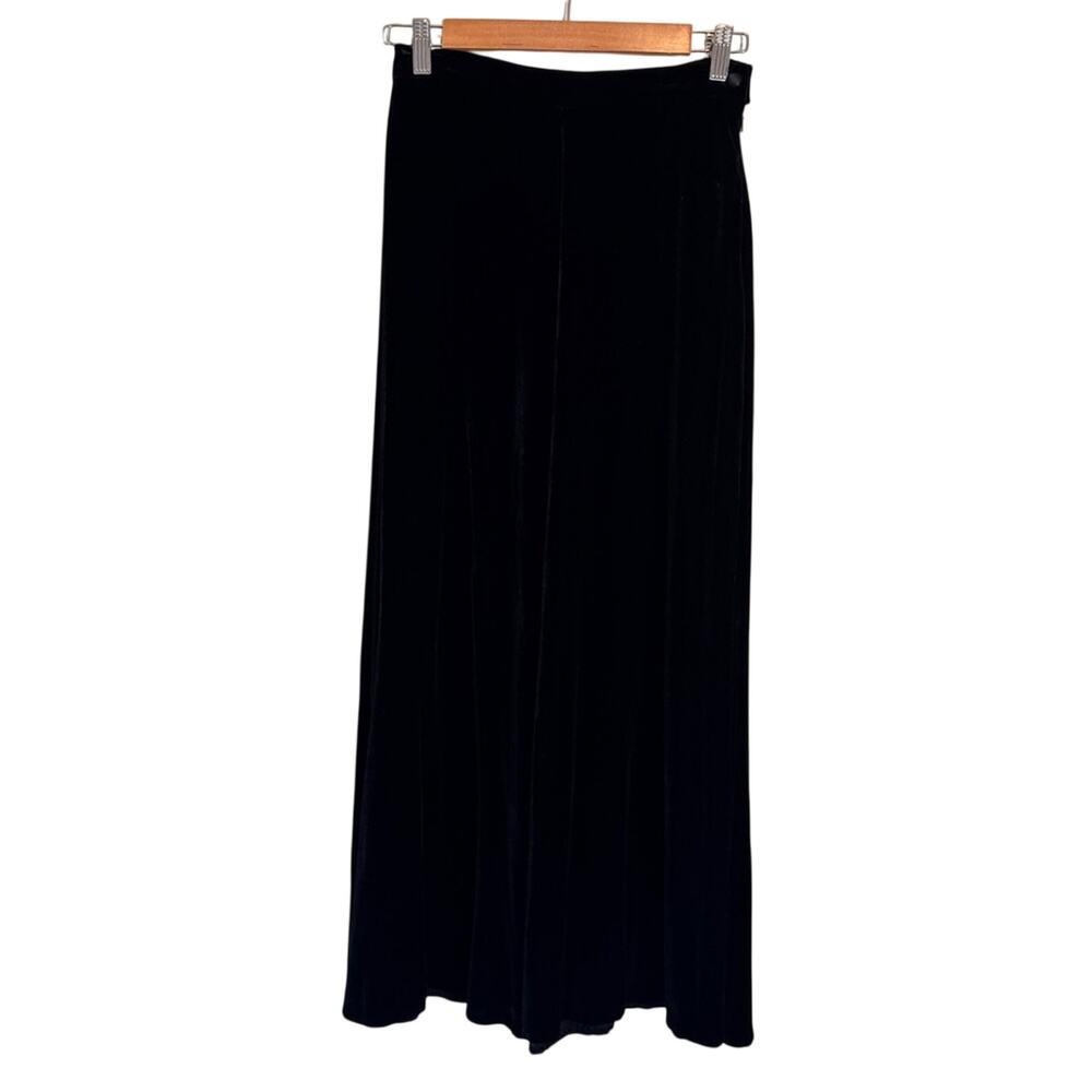 Vintage 90s Black Velvet Maxi Skirt Womens S Silk Blend Witchy Whimsigoth Fall